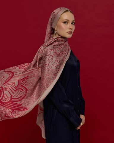 S-HAREM-10 Fildişi & Gülkurusu Harem Rüyası Desen Şal