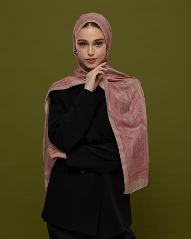 SV-HURREM-10 Fildişi & Gülkurusu Hürrem Desen  Şal