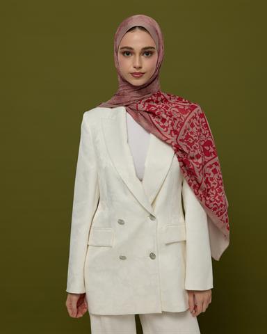 S-SARAYLI-10 Fildişi & Gülkurusu Saraylı Desen Şal