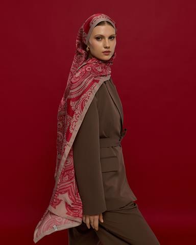 S-SULTANİ-10 Fildişi & Gülkurusu Sultani Desen Şal