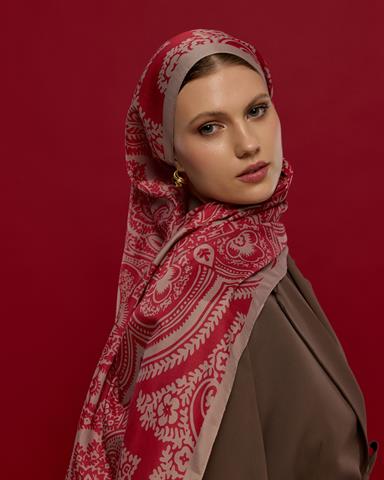 S-SULTANİ-10 Fildişi & Gülkurusu Sultani Desen Şal