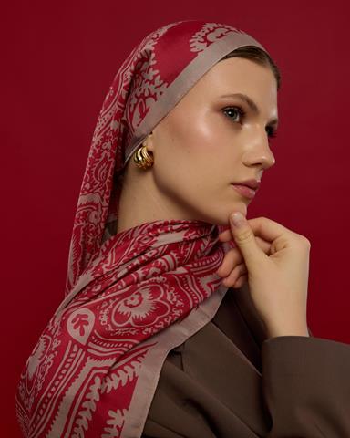 S-SULTANİ-10 Fildişi & Gülkurusu Sultani Desen Şal