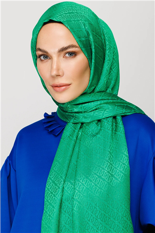 Benetton Yeşili Forever Desen Parlak Jakar Şal