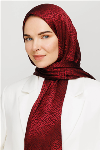 Bordo Forever Desen Parlak Jakar Şal