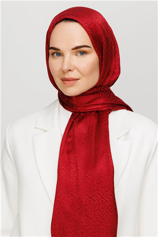 Vişne Çürüğü Forever Desen Parlak Jakar Şal