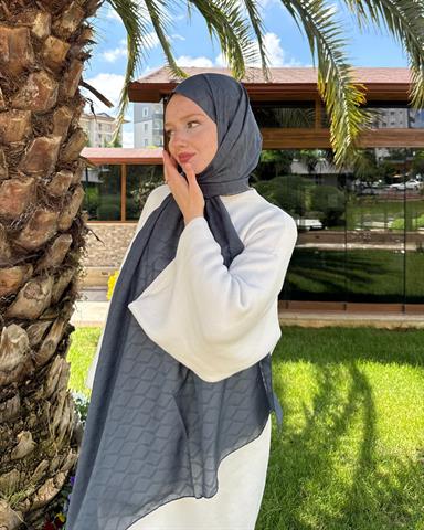 Füme Baklava Lyocell Bambu Jakar Şal