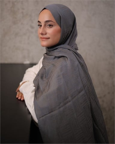 Kül Gri Imannoor Ritim Desen Pamuk Jakar Şal