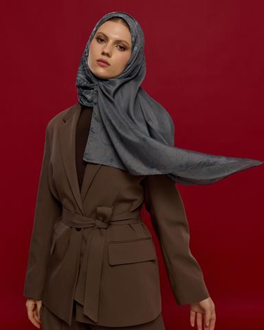 S-EFSUNLU-50 Füme Kahve & Buz Mavi Efsunlu Desen Şal