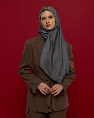 S-EFSUNLU-50 Füme Kahve & Buz Mavi Efsunlu Desen Şal