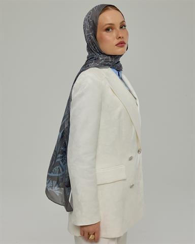 S-HAREM-50 Füme Kahve & Buz Mavi Harem Rüyası Desen Şal