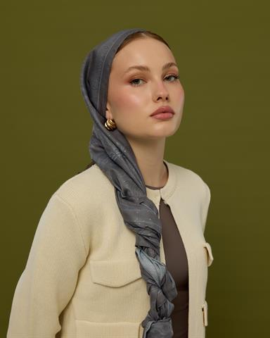 SV-HURREM-50 Füme Kahve & Buz Mavi Hürrem Desen  Şal