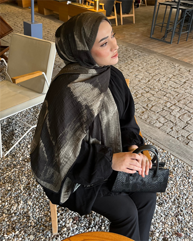 Füme Karan Desenli Müslin Şal