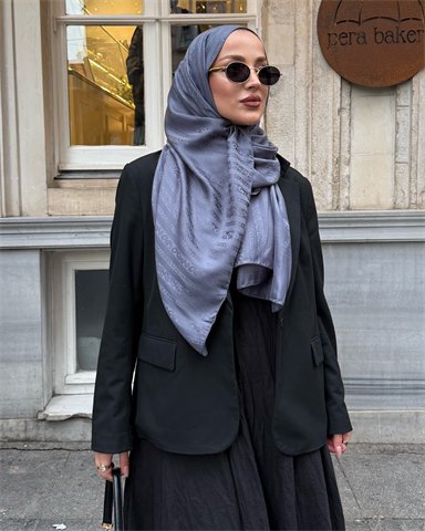 Füme Şerit Desen Jakar Şal