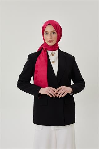 Fuşya Taş Desen İpeksi Jakar Şal