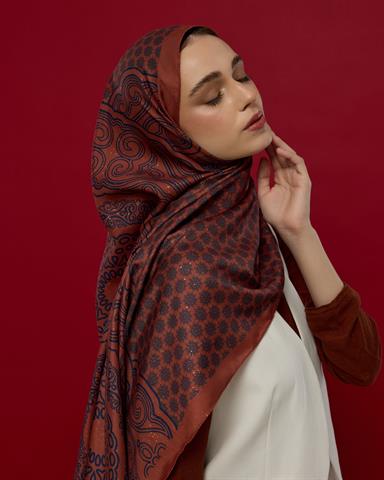 SV-BAL-80 Gece Laciverti & Bakır Bala Hatun Desen  Şal