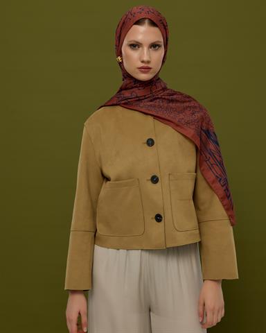 S-HAREM-80 Gece Laciverti & Bakır Harem Rüyası Desen Şal