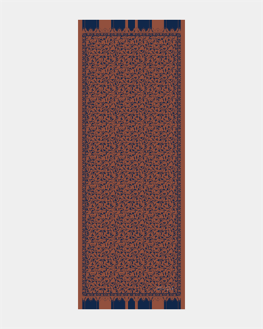 S-LALE-80 Gece Laciverti & Bakır Lale Bahçesi Desen Şal