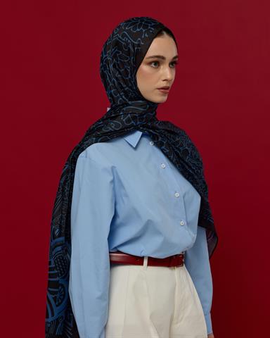 S-HAREM-61 Gece & Mavi Harem Rüyası Desen Şal