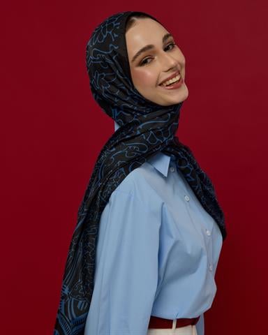 S-HAREM-61 Gece & Mavi Harem Rüyası Desen Şal