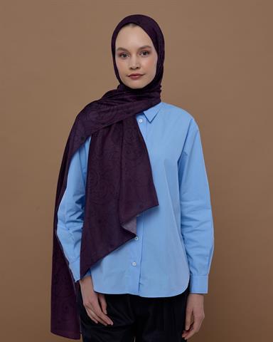 S-EFSUNLU-76 Gece & Mürdüm Efsunlu Desen Şal