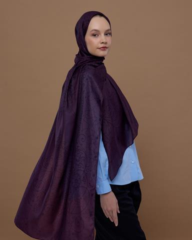 S-EFSUNLU-76 Gece & Mürdüm Efsunlu Desen Şal