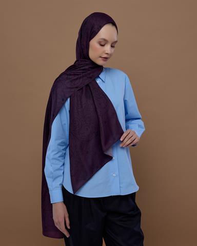 S-EFSUNLU-76 Gece & Mürdüm Efsunlu Desen Şal