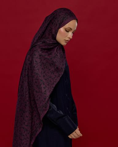 S-LALE-76 Gece & Mürdüm Lale Bahçesi Desen Şal