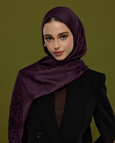 S-SARAYLI-76 Gece & Mürdüm Saraylı Desen Şal