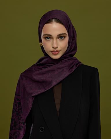 S-SARAYLI-76 Gece & Mürdüm Saraylı Desen Şal