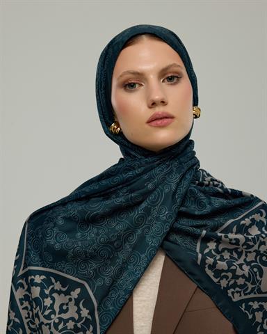 S-SARAYLI-57 Gece & Taş Saraylı Desen Şal