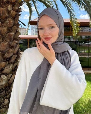 Gri Baklava Lyocell Bambu Jakar Şal