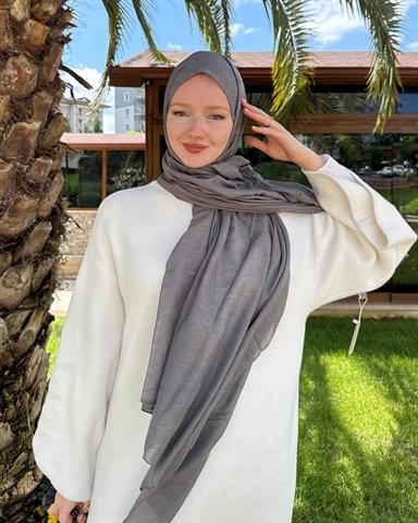 Gri Baklava Lyocell Bambu Jakar Şal