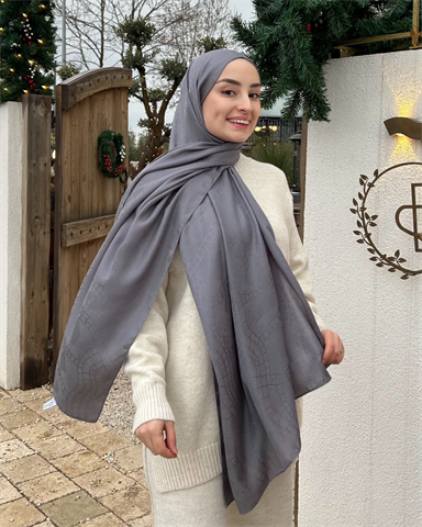 Gri Döngü Desen Jakar Şal