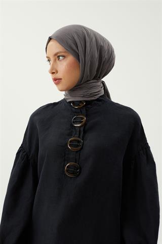 Gri Piliseli Bambu Şal