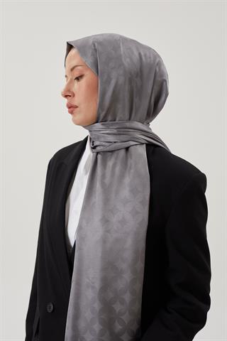 Gri Rise Desen Jakar Şal