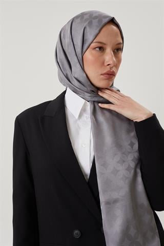 Gri Rise Desen Jakar Şal