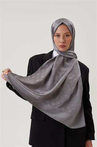 Gri Rise Desen Jakar Şal