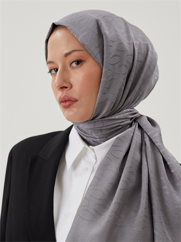 Gri Shine Desen Jakar Şal