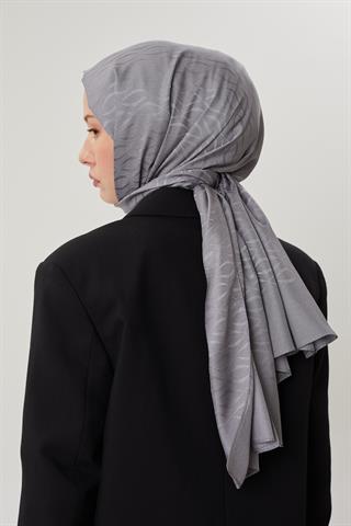 Gri Shine Desen Jakar Şal