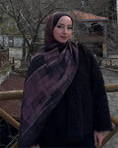 Gül Kurusu Gölge Desenli Müslin Şal