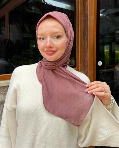 Gül Kurusu Zikzak Lyocell Bambu Jakar Eşarp