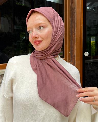 Gül Kurusu Zikzak Lyocell Bambu Jakar Eşarp