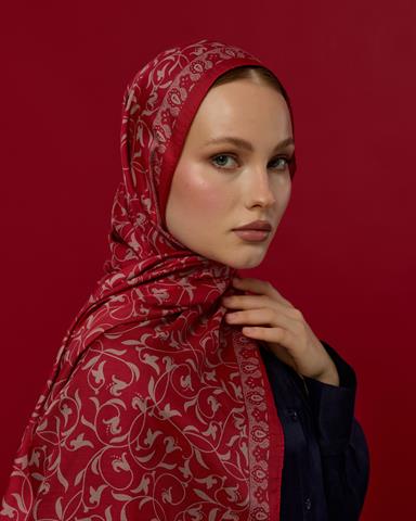 S-LALE-09 Gülkurusu & Fildişi Lale Bahçesi Desen Şal