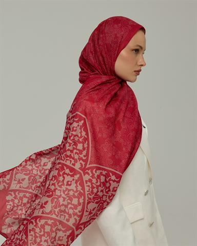 S-SARAYLI-09 Gülkurusu & Fildişi Saraylı Desen Şal