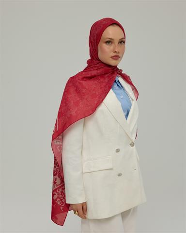 S-SARAYLI-09 Gülkurusu & Fildişi Saraylı Desen Şal