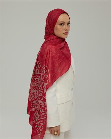 S-SARAYLI-09 Gülkurusu & Fildişi Saraylı Desen Şal