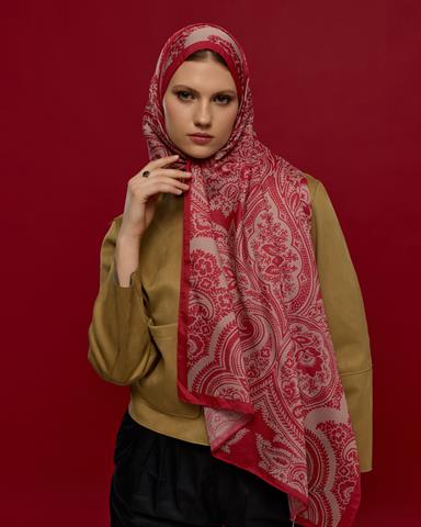 S-SULTANİ-09 Gülkurusu & Fildişi Sultani Desen Şal