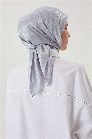 Gümüş D Desen Parlak Jakar Eşarp