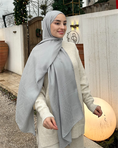 Gümüş Döngü Desen Jakar Şal