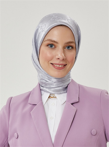 Gümüş G Desen Parlak Jakar Eşarp